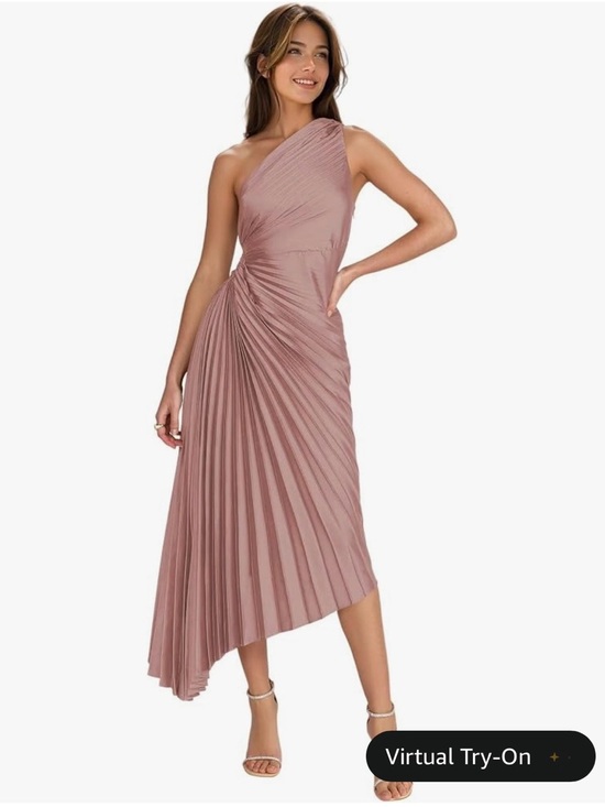 Amazon Dresses & Skirts - One-Shoulder Pleated Midi Dress in Dusty Rose